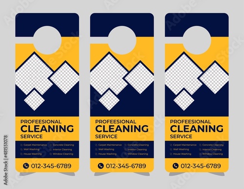 Door hanger design template, hotel knob design. Vector door hanger.	
