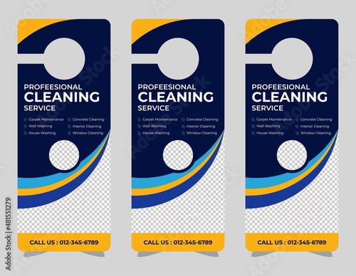 Door hanger design template, hotel knob design. Vector door hanger.	
