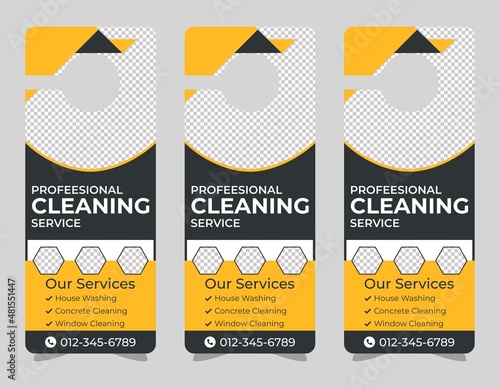 Door hanger design template, hotel knob design. Vector door hanger.	
