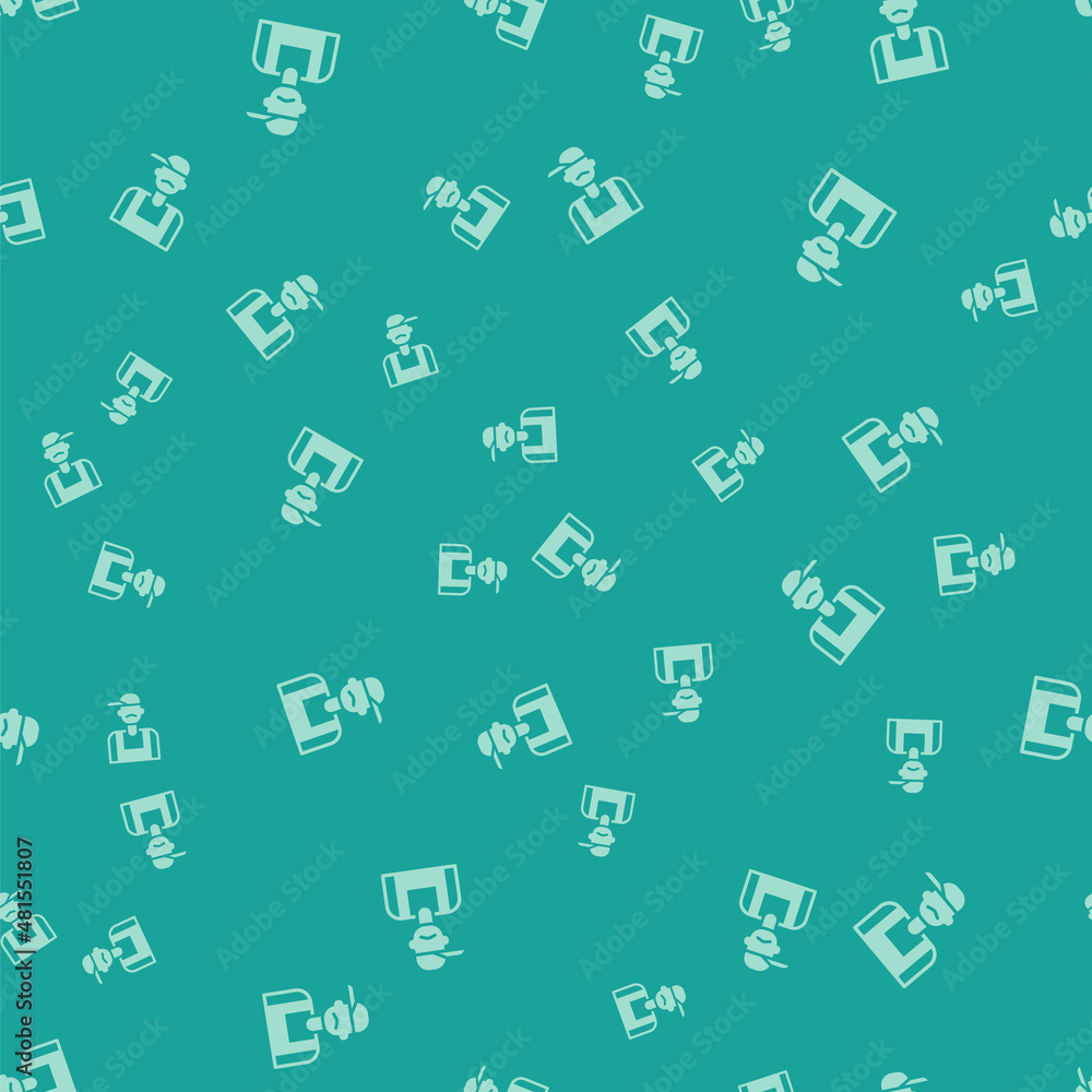 Green Plumber icon isolated seamless pattern on green background. Vector Green Plumber icon isolated seamless pattern on green background. Vector
