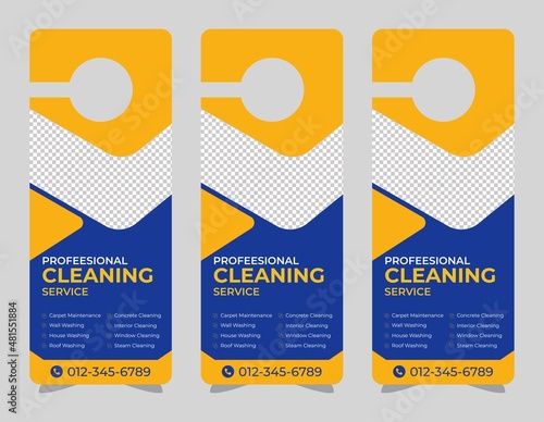Door hanger design template, hotel knob design. Vector door hanger.	
