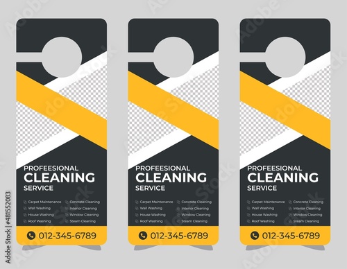Door hanger design template, hotel knob design. Vector door hanger.	
