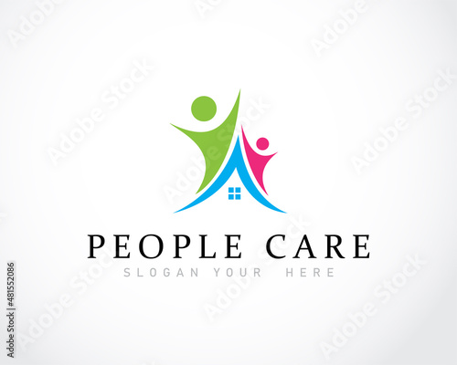 People care logo creative home family design concept success icon vector