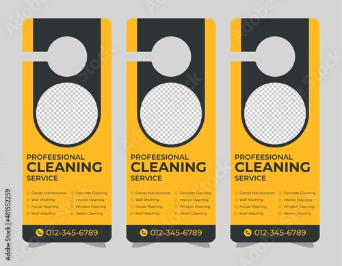 Door hanger design template, hotel knob design. Vector door hanger.	
