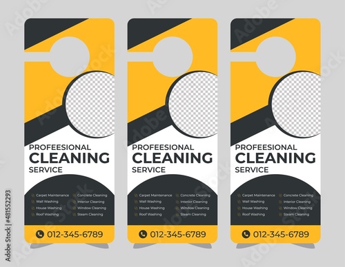 Door hanger design template, hotel knob design. Vector door hanger.	
