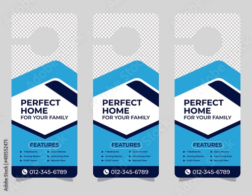 Door hanger design template, hotel knob design. Vector door hanger.	

