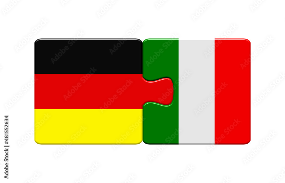 Puzzle Button zeigt Deutschland und Italien