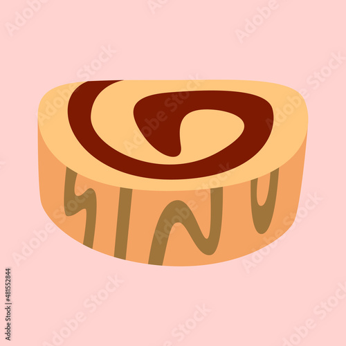 Swiss Roll Cartoon Flat Vector Illustration
