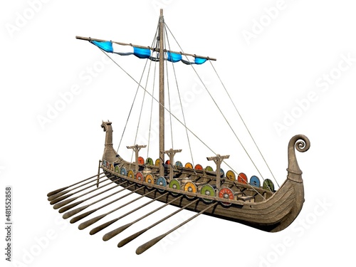 Isolated Viking Ship on White Background 3D Illustration © mastclick