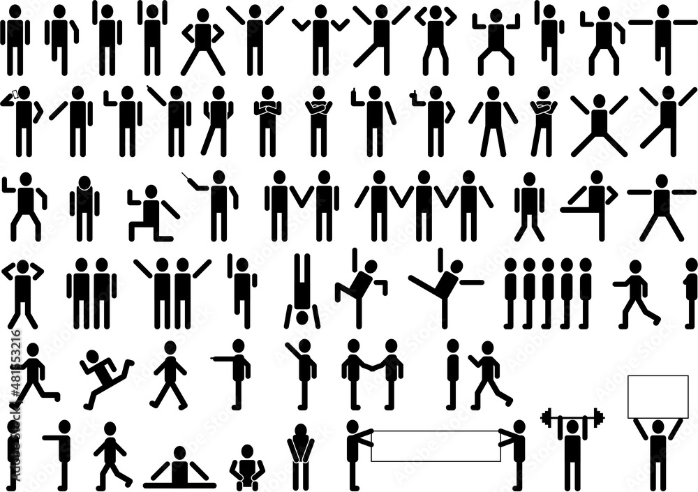 いろいろなポーズの人 ピクトグラム セット Stock Vector Adobe Stock