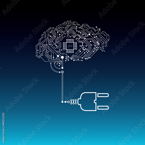 Intelligente Stromzähler Stromversorgung, icon mit gehirn 