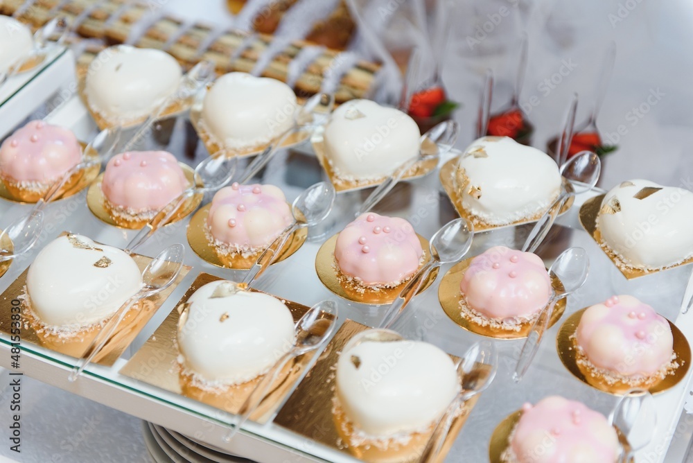 various dessert with fresh fruit on buffet line, sweet various dessert with fresh fruit on buffet line, sweet