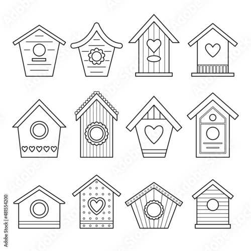 Birdhouses icons set.