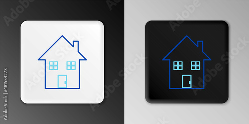 Line House under protection icon isolated on grey background. Home and shield. Protection, safety, security, protect, defense concept. Colorful outline concept. Vector