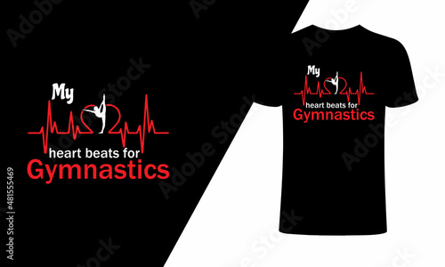 My Heartbeats for gymnastics, A gymnast with an athletic physique performs an artistic gymnastic program on variable apparatuses. Vector flat design illustration. Individual all-around competition.