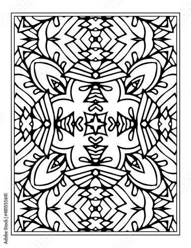 Coloring page mandala background. black and white coloring book pattern. mandala kdp coloring pages. line art illustration.