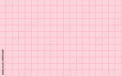 Pink millimeter graph paper grid seamless pattern. Digital ecg diagram hospital page. Geometric checkered background for blueprint, school, architect, medicine, science line scale measurement