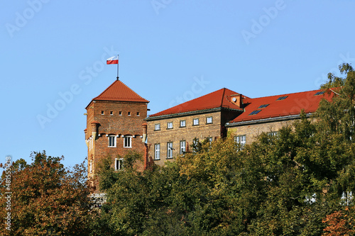 Wawel castle fortress external defensive wall tower  Poland  Krakow