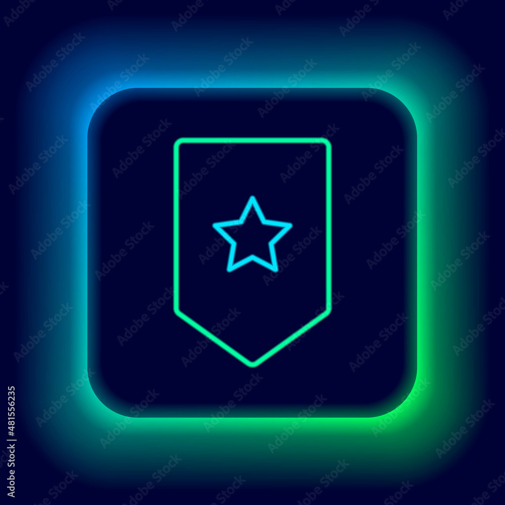 Glowing neon line Chevron icon isolated on black background. Military badge sign. Colorful outline concept. Vector Glowing neon line Chevron icon isolated on black background. Military badge sign. Colorful outline concept. Vector