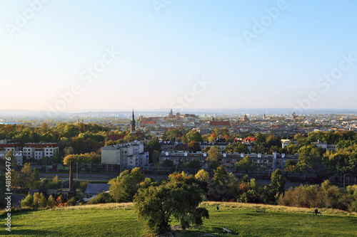 Krakus Mound hill panorama over krakow at Kopiec Kraka, Poland, Krakow