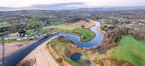 Aerial view of the village Inver in County Donegal - Ireland. photo