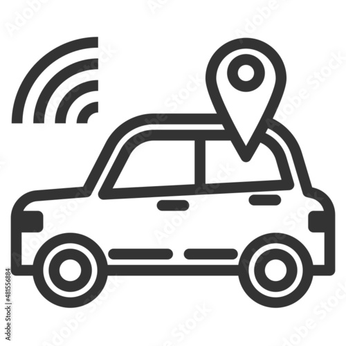 Vector smart car outline icon, Network and technology 64x64 Pixel, white background