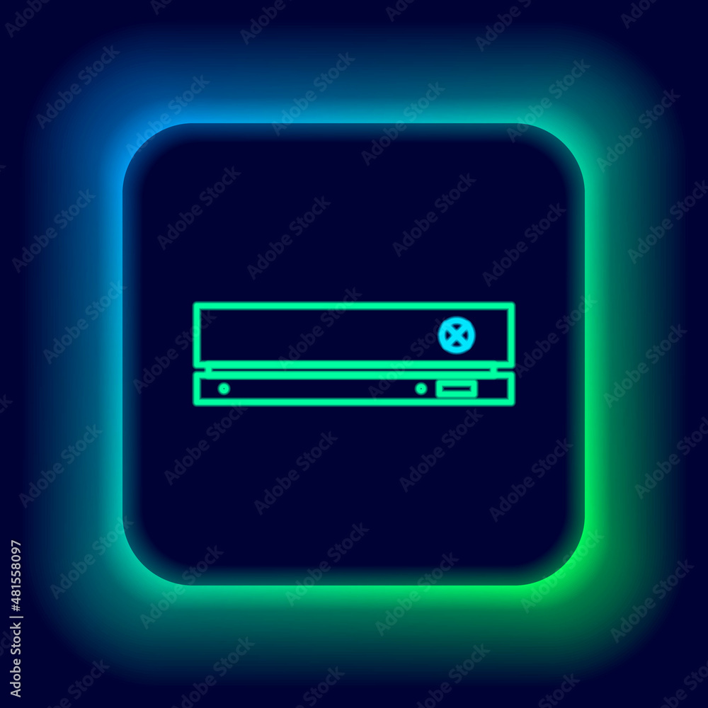Glowing neon line Video game console icon isolated on black background. Colorful outline concept. Vector Glowing neon line Video game console icon isolated on black background. Colorful outline concept. Vector