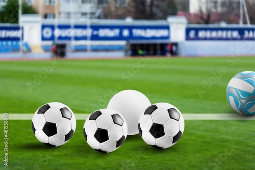 Official Champions match balls on the grass at the stadium © BillionPhotos.com