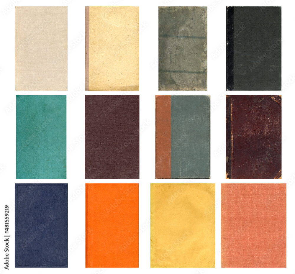 Fototapeta premium Paper and textile textures set. Blank retro pages and old book covers. Rough faded canvas surface. Perfect for background and vintage style design. Empty place for text.