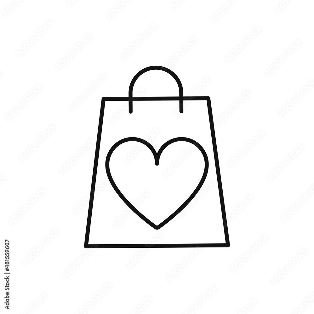 Shopping bag with heart line icon Shopping bag with heart line icon