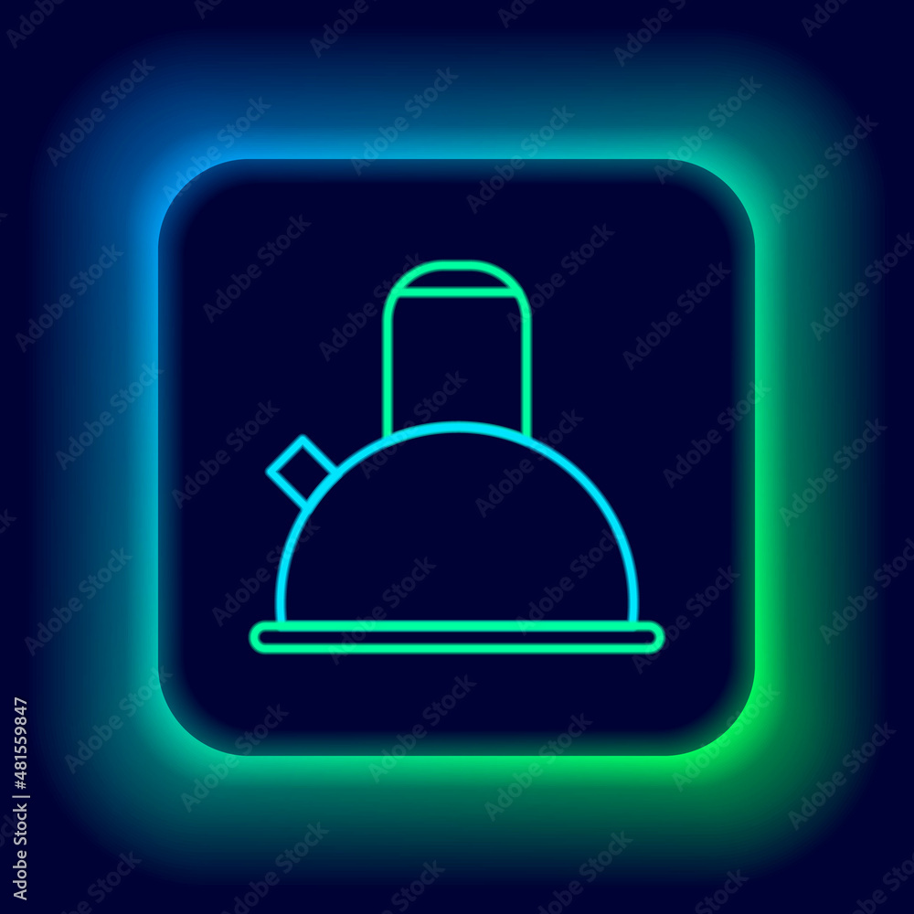 Glowing neon line Kettle with handle icon isolated on black background. Teapot icon. Colorful outline concept. Vector Glowing neon line Kettle with handle icon isolated on black background. Teapot icon. Colorful outline concept. Vector