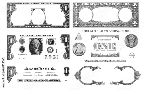 textured 1 US dollar banknote. Elements photo