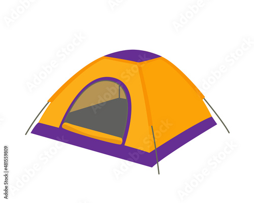 Yellow camping tent isolated on a white background. Vector illustration.