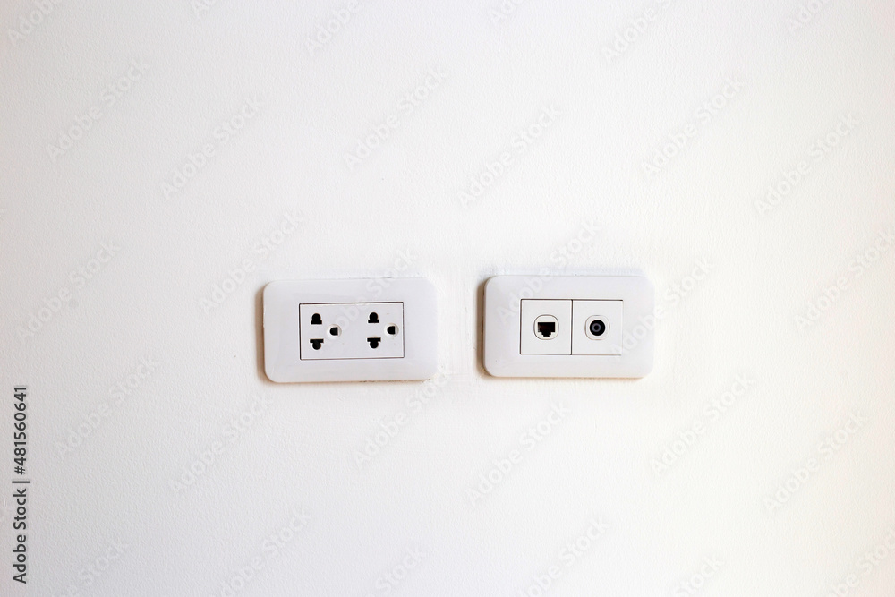 Socket on a white wall Socket on a white wall