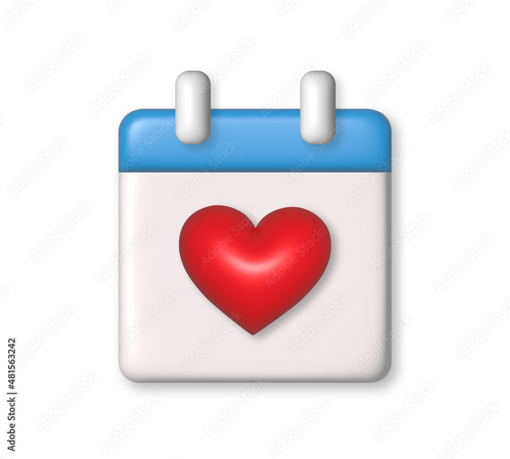 February 14 Valentine's Day calendar icon isolated. Minimal concept. 3d rendering February 14 Valentine's Day calendar icon isolated. Minimal concept. 3d rendering