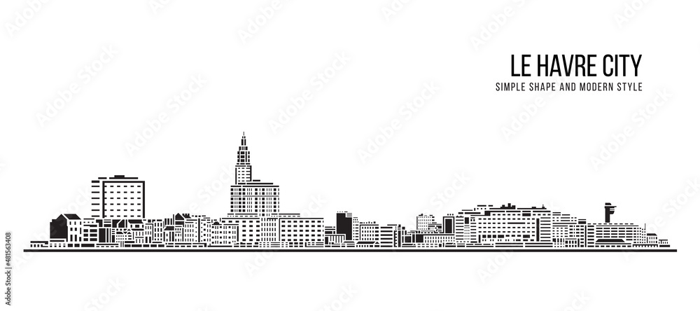 Cityscape Building Abstract Simple shape and modern style art Vector design - Le Havre city