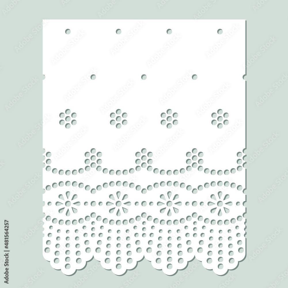 Anglaise cotton eyelet lace design. Seamless pattern border. Stock