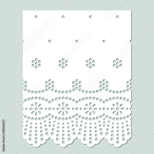 Anglaise cotton eyelet lace design. Seamless pattern border.