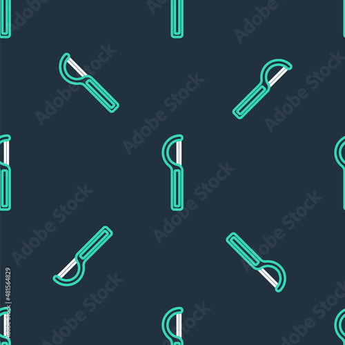 Line Dental floss icon isolated seamless pattern on black background. Vector
