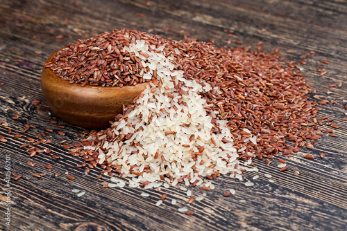 mixed rice of several types before cooking photo