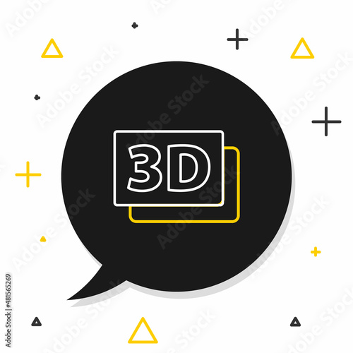 Line 3D word icon isolated on white background. Colorful outline concept. Vector