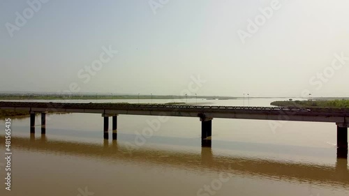 Wallpaper Mural Arial shot of bridge on the river and land of Pakistan Torontodigital.ca