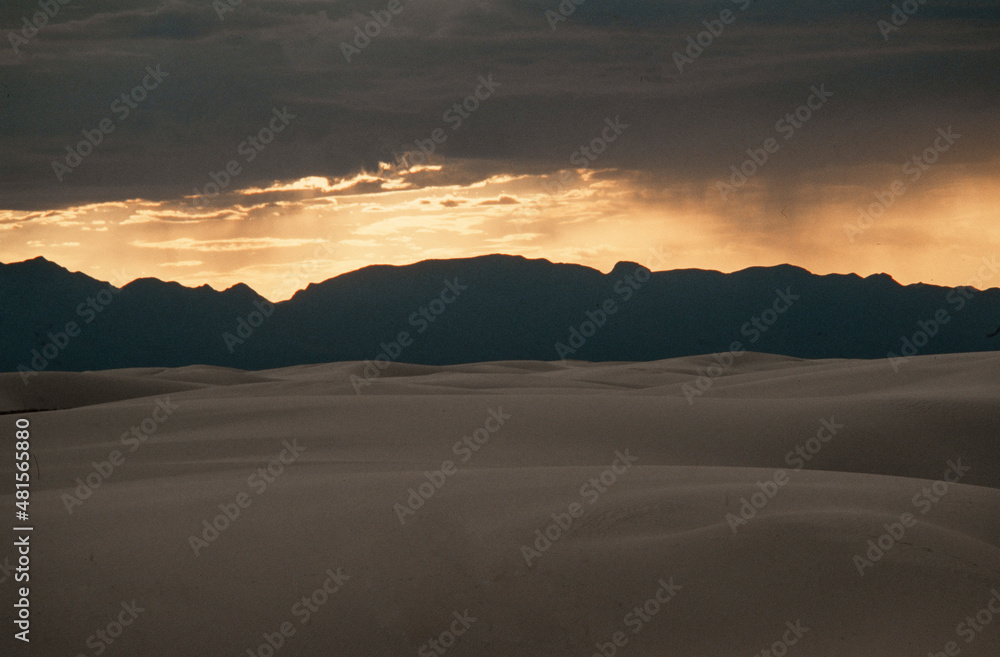 Sunset at White sands desert New Mexico USA 