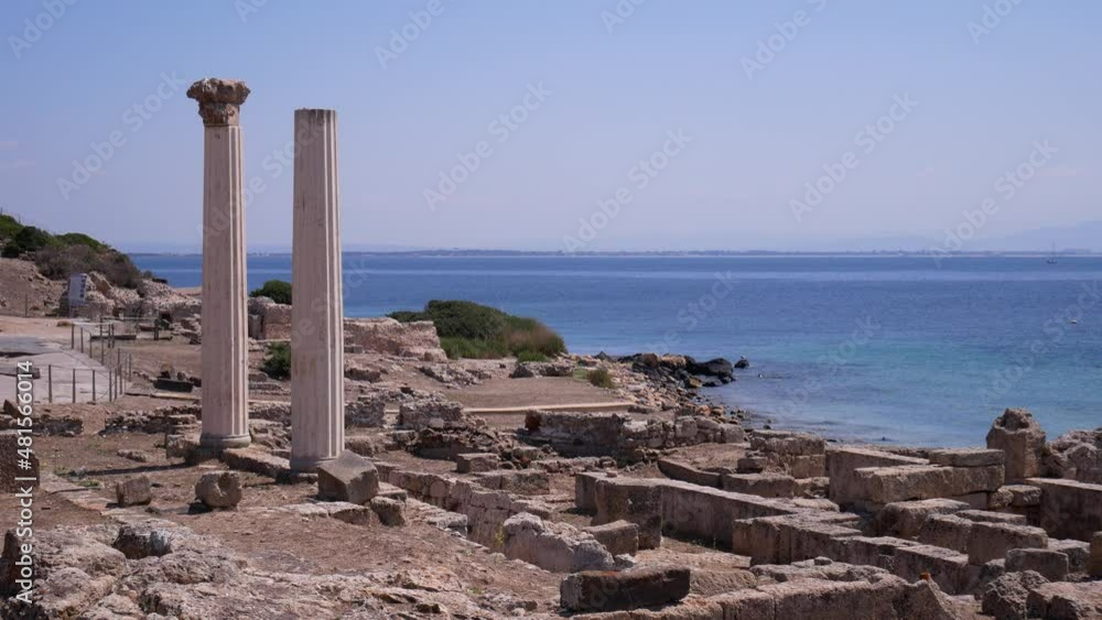the ancient baths in the archaeological area of Tharros in Protected marine area of the Sinis Peninsula, San Giovanni in Sinis, Cabras, Oristano, Sardinia, Italy the ancient baths in the archaeological area of Tharros in Protected marine area of the Sinis Peninsula, San Giovanni in Sinis, Cabras, Oristano, Sardinia, Italy
