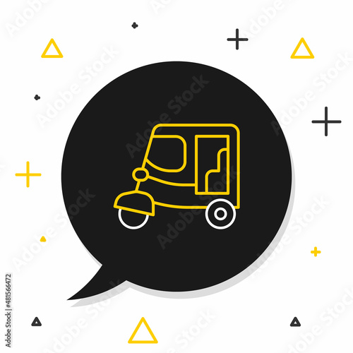 Line Taxi tuk tuk icon isolated on white background. Indian auto rickshaw concept. Delhi auto. Colorful outline concept. Vector