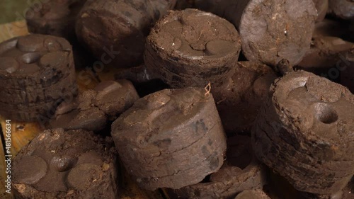 Peat briquette is an ecologically clean and safe bio-fuel photo