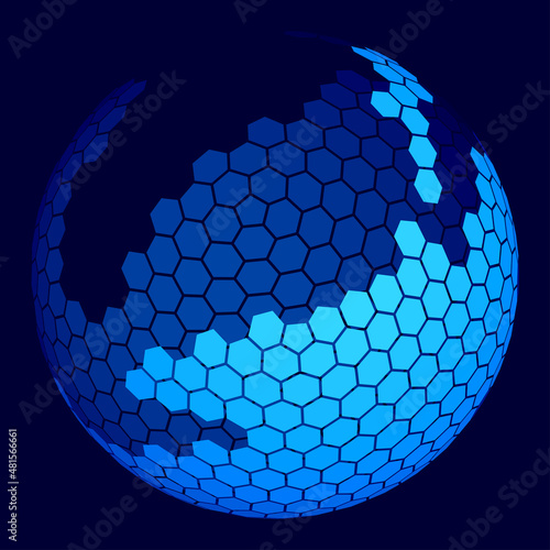 Abstract hexagonal 3d sphere vector background