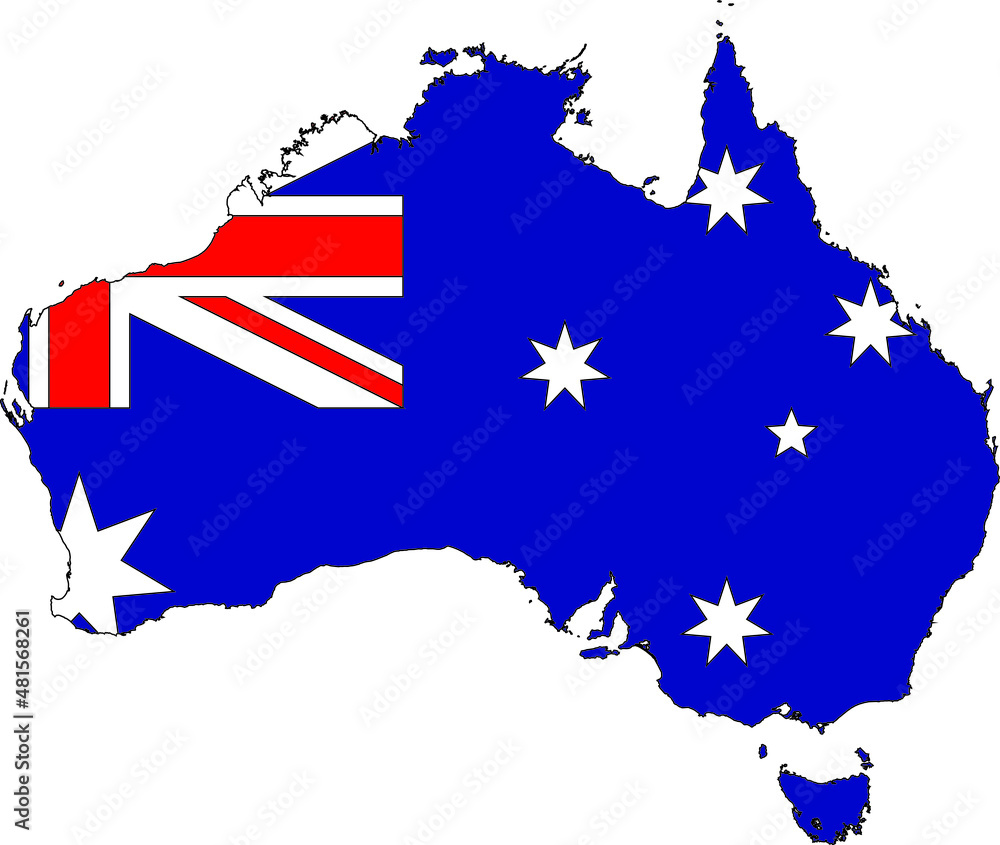 Simple flat vector administrative flag map of AUSTRALIA Simple flat vector administrative flag map of AUSTRALIA