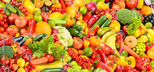 Background of vegetables  fruits and berries.