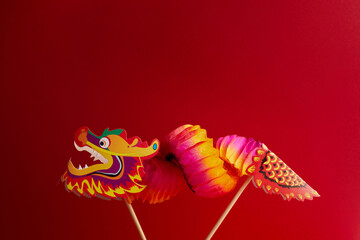 Chinese new year background with paper dragon